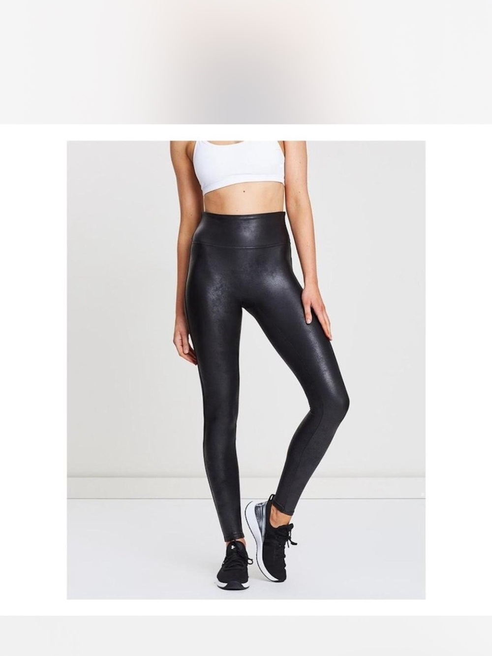 SPANX High-Waist Black Shiny Faux-Leather Leggings